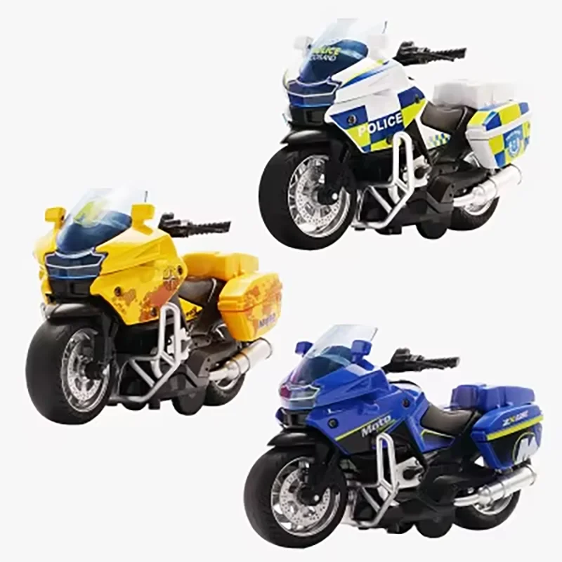 1/14 Alloy Motorcycle Pull Back Men\'s Locomotive Police Car Simulation Vehicle Model Toy with Light and Music Children\'s Toys