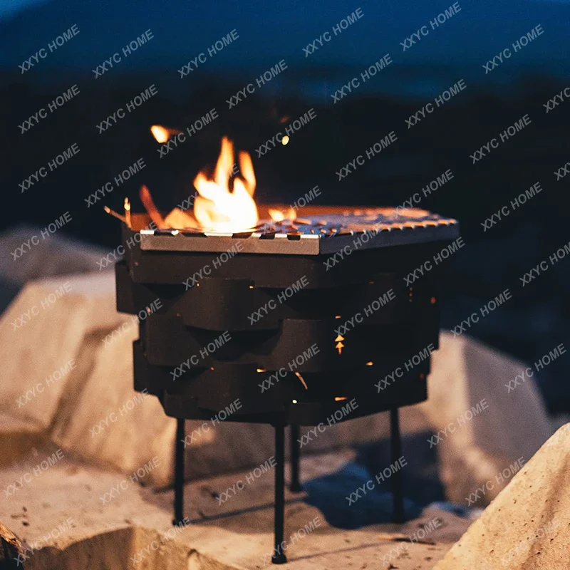 Stove Firewood Stove Outdoor Camping Picnic Supplies Multi-Functional Portable Barbecue Grill Burning Fire Table Campfire Table