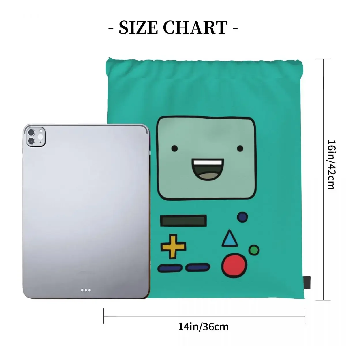 Adventure Time Anime BMO Backpacks Portable Drawstring Bags Drawstring Bundle Pocket Sports Bag BookBag For Travel Students