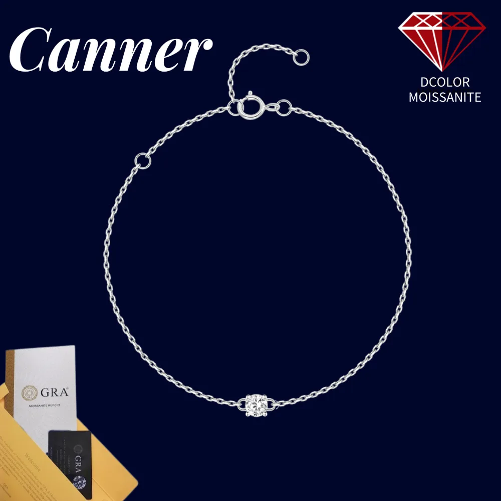 Canner 925 Sterling Silver Moissanite Bracelet for Women Dazzling Moissanite Bracelet 925 Silver Hypoallergenic Fine Jewelry