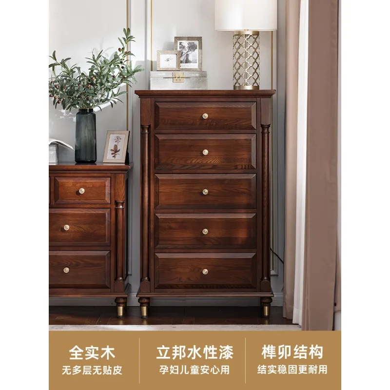 Light luxury chest of drawers, all logs, simple chest of drawers, chest of drawers, bedroom, living room