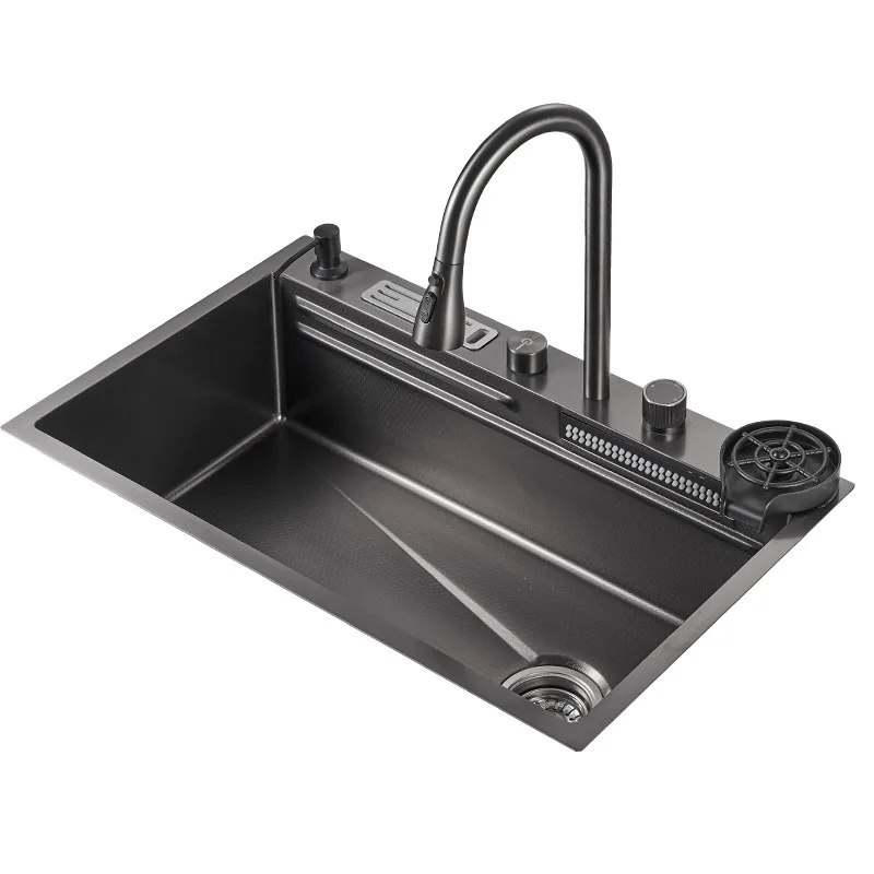 شلال مطبخ بسيط من الفولاذ المقاوم للصدأ، خزان واحد كبير