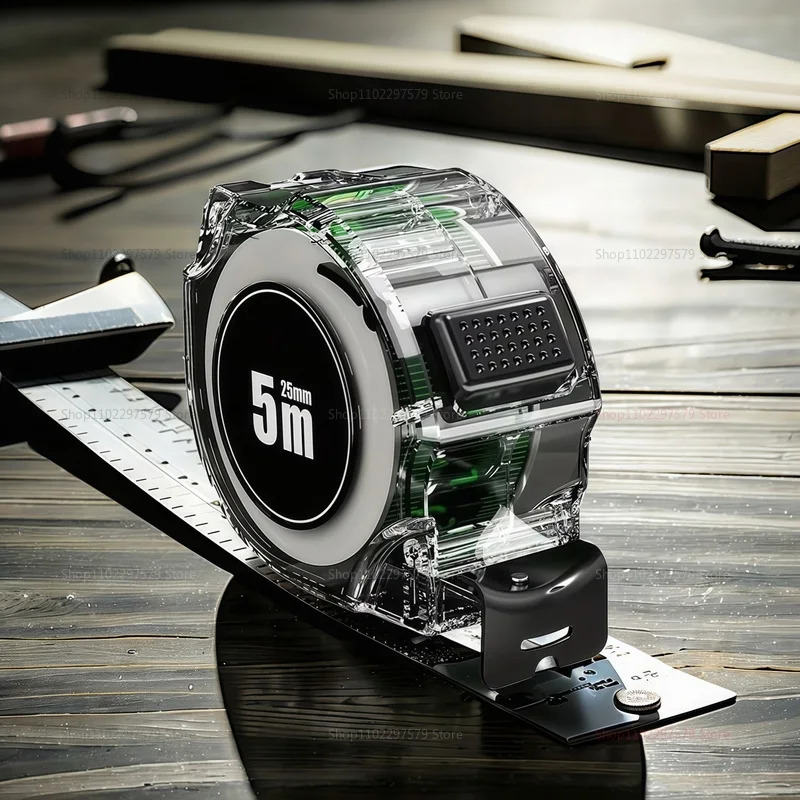 セルフロック蛍光鋼巻尺高精度レーザーインクジェットコードボックス定規測定蛍光拡大メートル定規