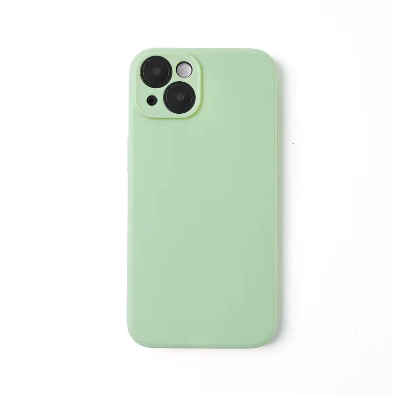 Funda de silicona líquida para iPhone 13 mini 14 15 Pro Max 15 Plus, cubierta trasera suave de color caramelo. 6