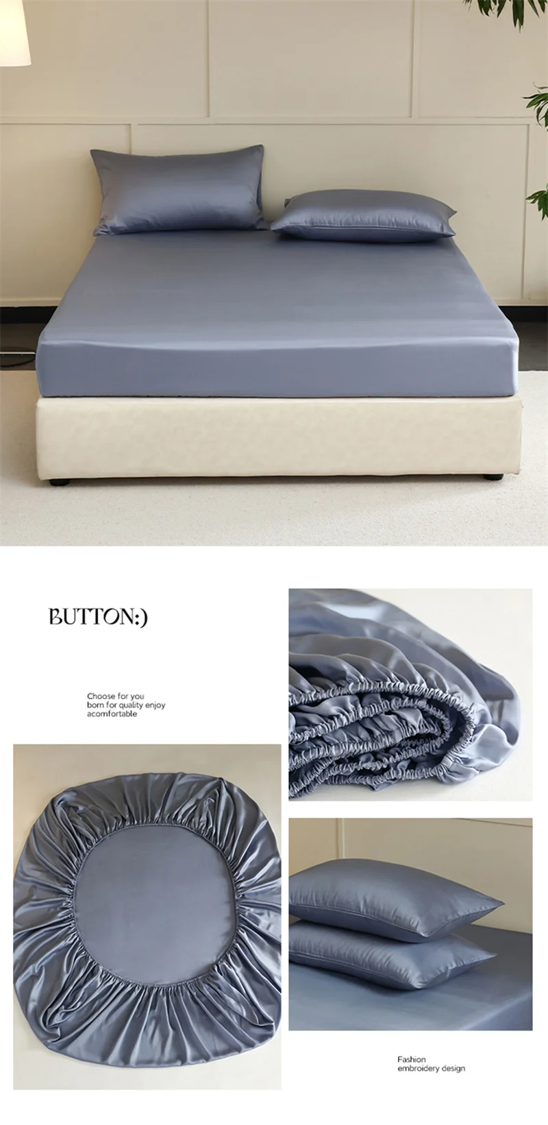 High End Mulberry Silk Fitted Sheet with Elastic Bands Full Around Mattress Cover Smooth Non Slip Bed Cover Bedding 100/160/200