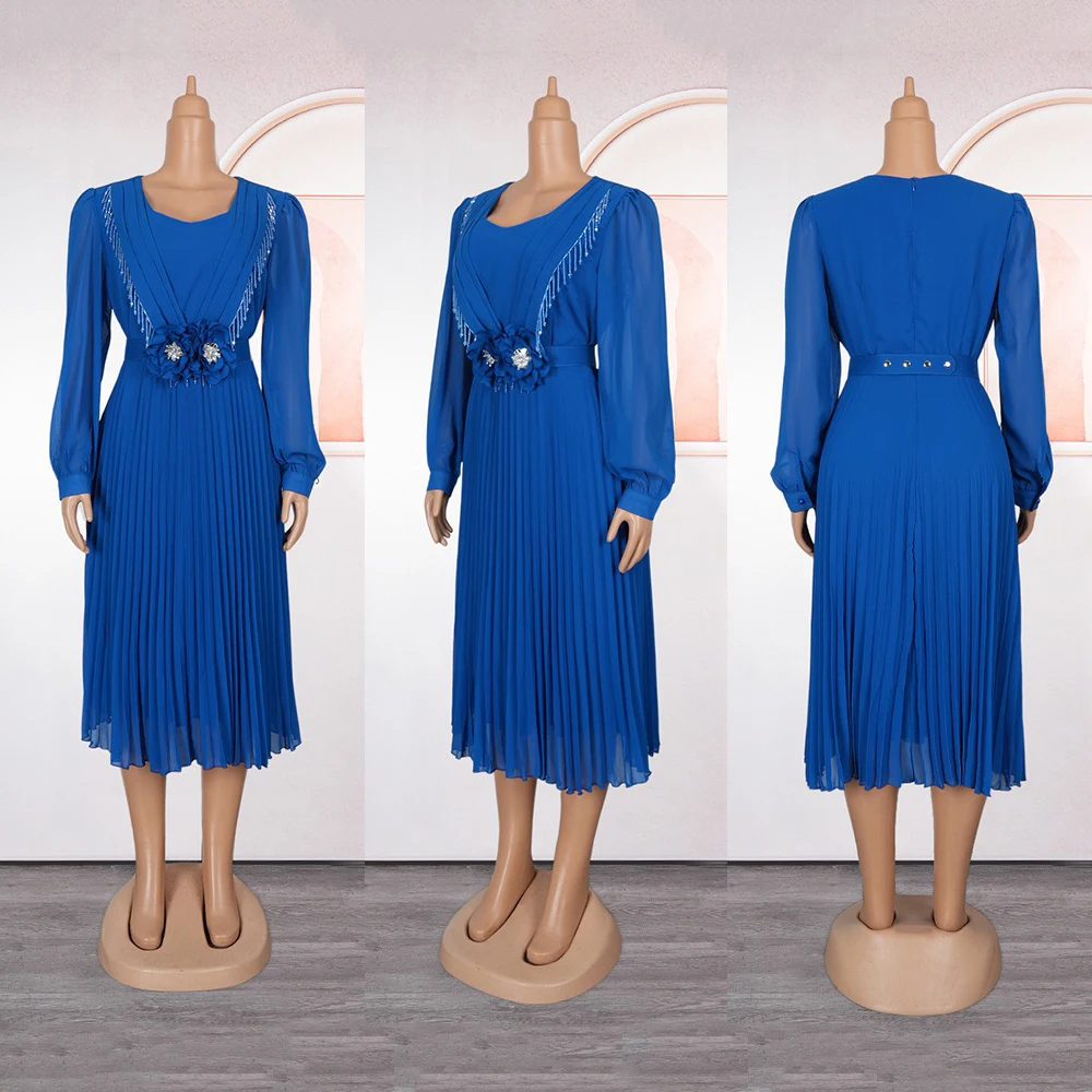 Elegant African Chiffon Dresses for Woman Plus Size 2025 New Dashiki Ankara Turkey Outfits Gowns Fashion Muslim Wedding Party