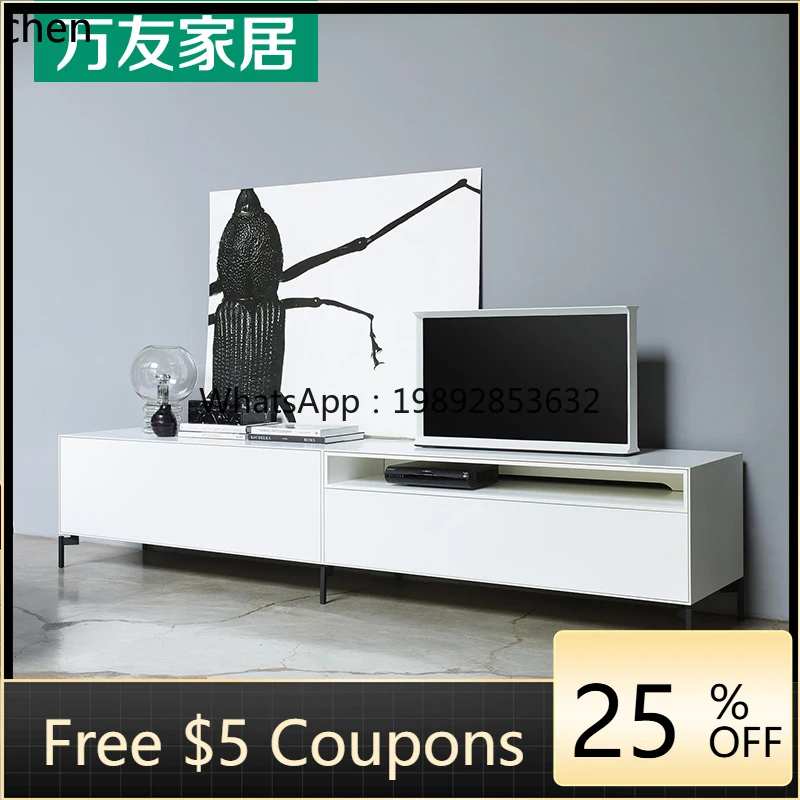 

minimalist TV cabinet combination light luxury paint floor cabinet modern minimalist living room cabinet high foot locker