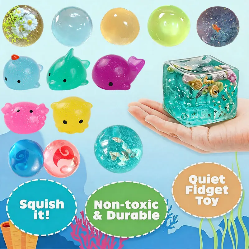 NEW Squishy Ocean Cube Block Stress Balls Soft Slow Rise Sensory Toys Stress Autism Anxiety Relief Cubes Fidget Toys Adults Gift