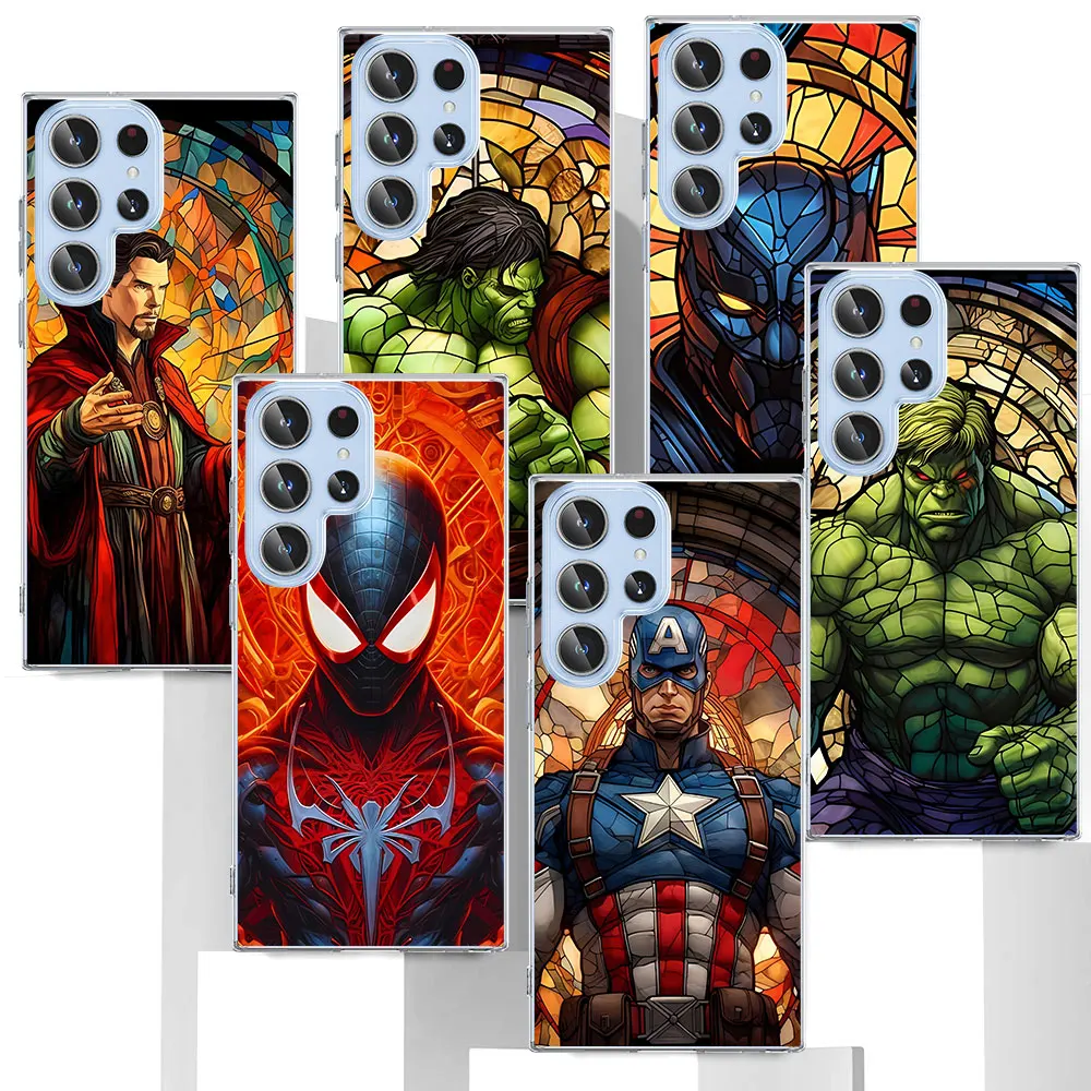 Marvel Super Hero Art Case for Samsung Galaxy S22 S10 S21 S24 S9 S23 Ultra S20 FE S10e S8 Plus TPU Transparent Soft Phone Cover