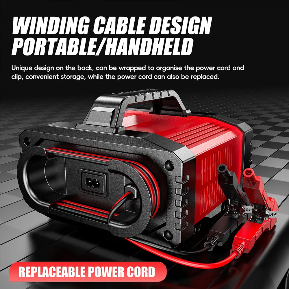 

15A/8A Fully Automatic Car Battery Charger 12V/24V 10-Stage Smart Charger Lithium AGM GEL Lead-Acid LiFePO4 Battery Chargers