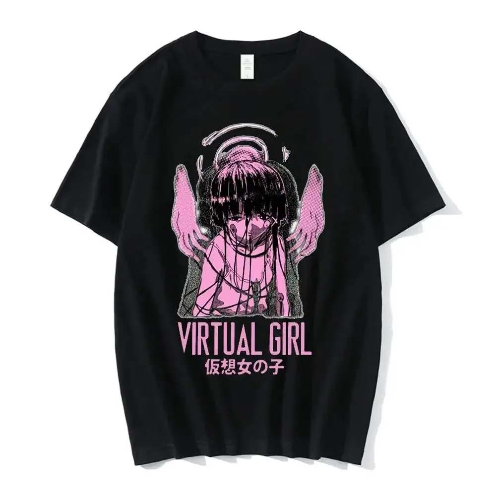 Anime Serial Experiments Lain Printed Cotton T-shirt Men's Summer Casual Top Short Sleeve Classic Male Women Tee