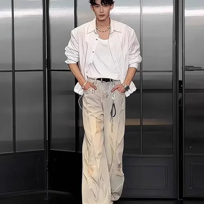 

Simple Jean Trousers New Style of Literary Lazy Versatile Fashion Japanese Ins Trend Y2k Pants Denim Men's Male Jeans for Man