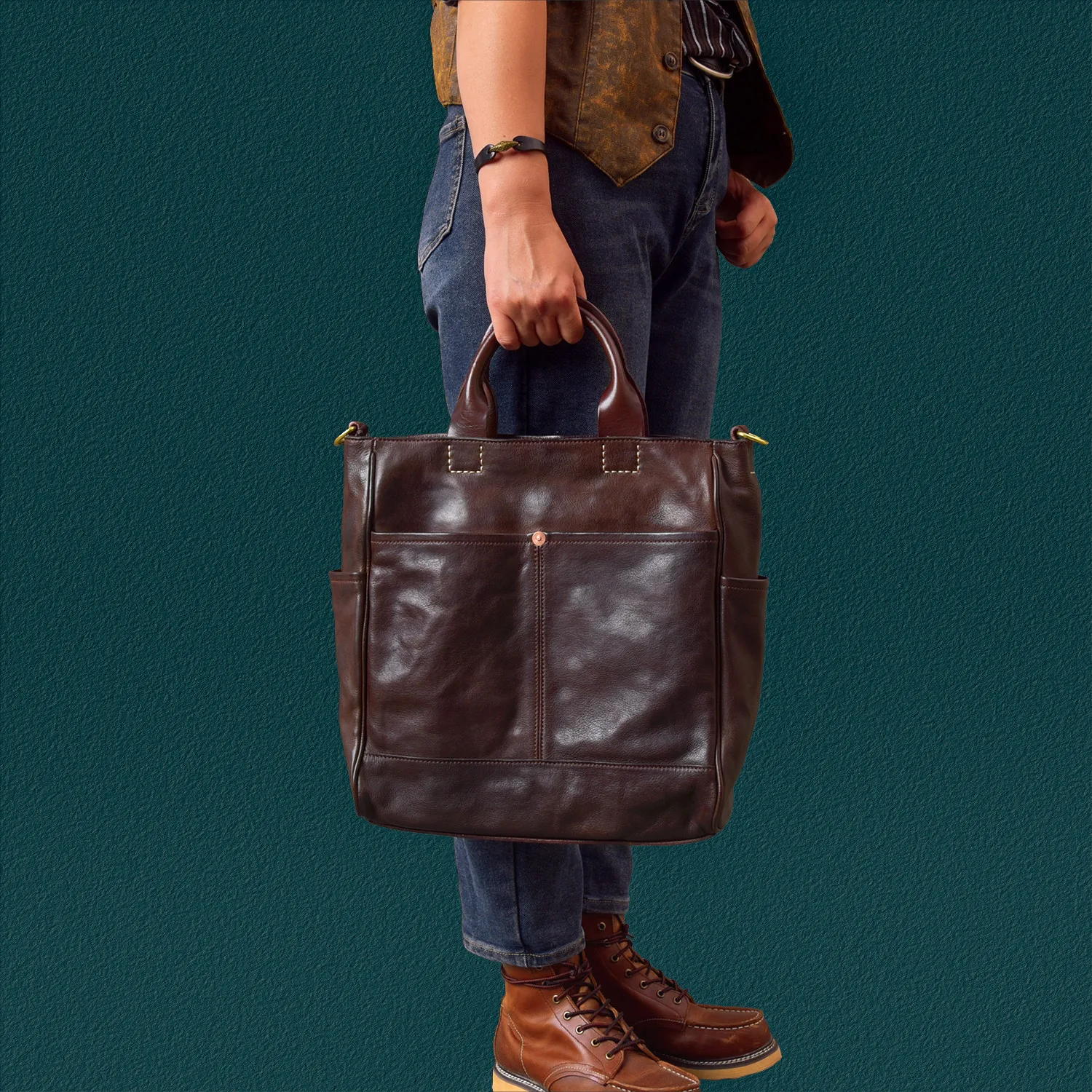 PNDME vintage high quality vegetable tanned cowhide men's work tote bag fashion luxury handmade genuine leather file handbag