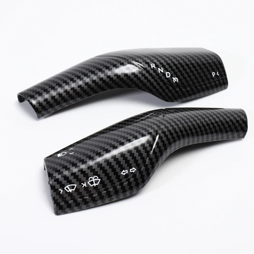 2pcs High Quality Real Carbon Fiber Gear Shift Wiper Lever Cover Trim For Tesla Model 3 Y 2017-2023 car accesorries