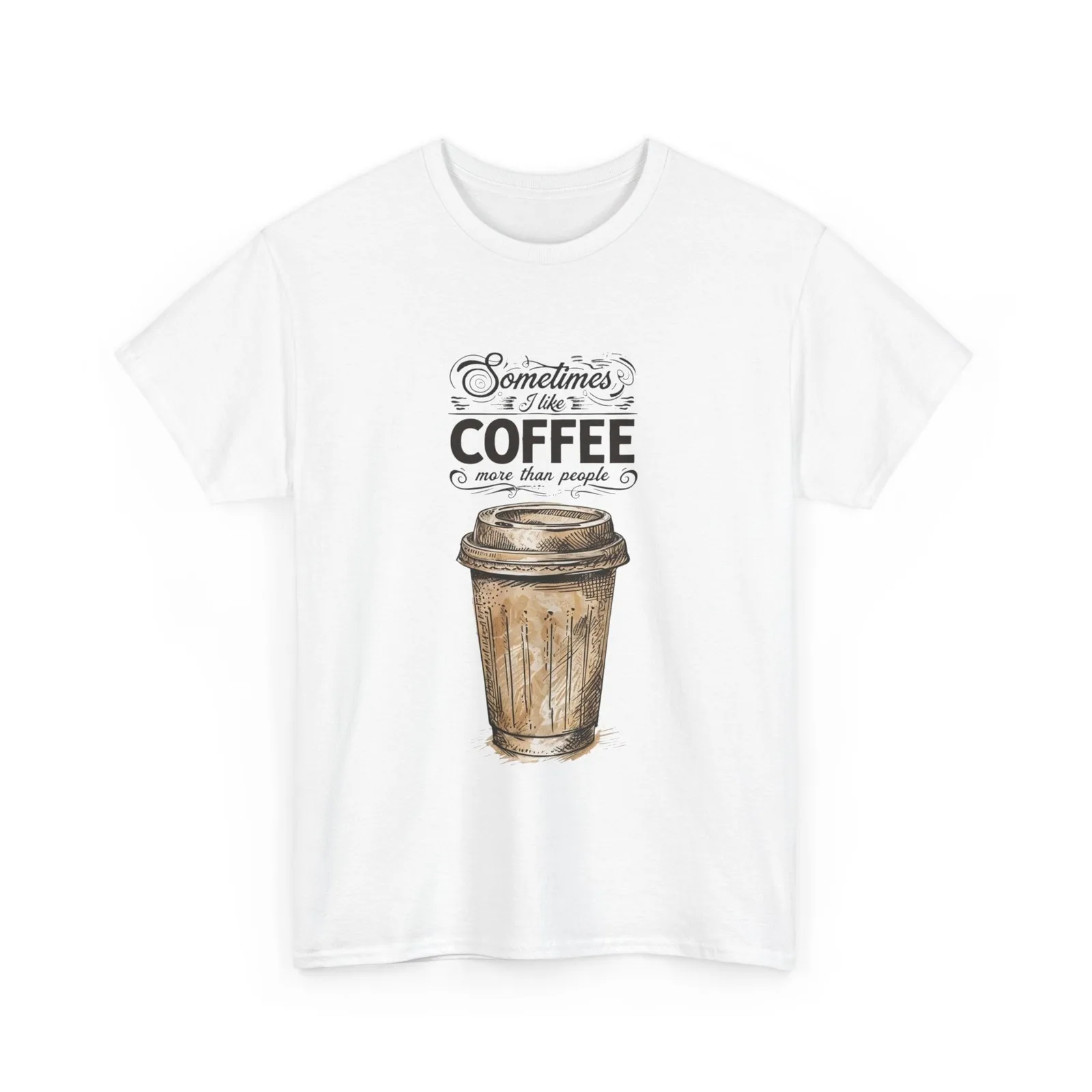 

Coffee Cup Graphic Printing Summer Luxury Brand Cotton Men's and Women's T-Shirts Short Sleeves Street Fashion Trend Clothing