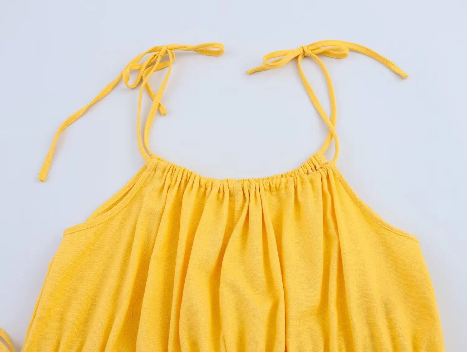 2025 Summer Women's Suspender Dress Yellow Loose Adjustable Belt Casual Beach Long Dress Boho Maxi Vestidos