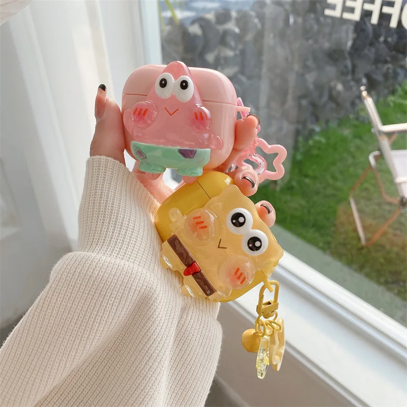 

For Airpods 4/3/2/1 Case,Sponge Patrick Crystal Candy TPU Protectove Earphone Cover For Airpods Pro 2 Case With Keychain