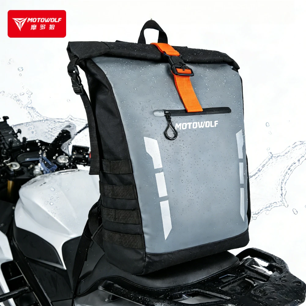Motowolf Motorcycle Backpack Men Women Waterproof Bag Backpack Rider Bag Reflective Travel Bag Luggage Motorcycle Accessories