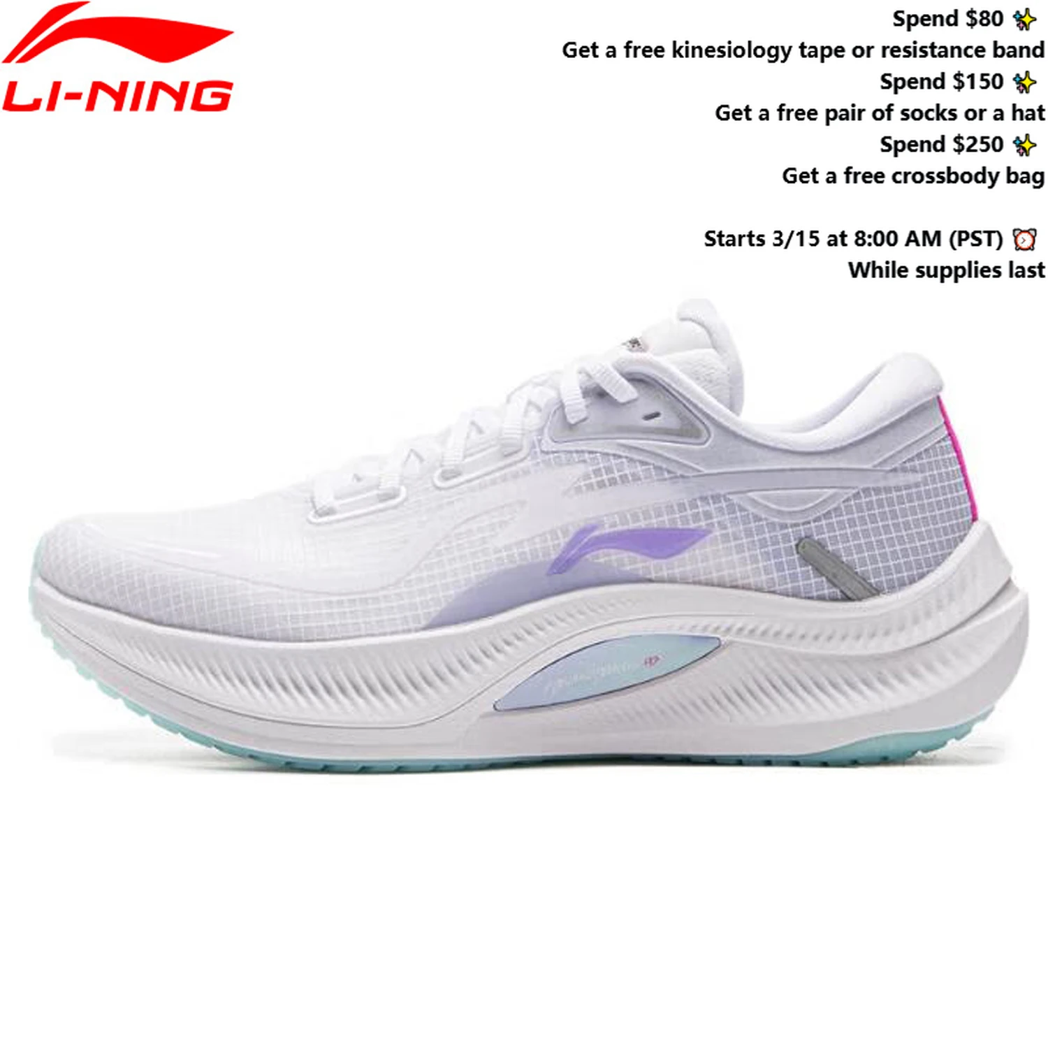 

Li-Ning Women's YUEYING 4 Cushion Running Shoes Soft Cushion Wearable Sneakers Anti-Slip Comfort Breathable Sport Shoes ARHV004