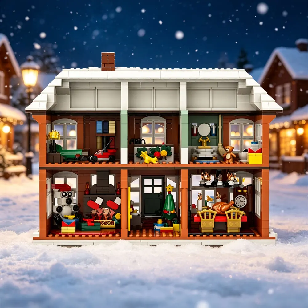 Christmas Lgloo Building Blocks Kit Winter Village Series Snowy House with Train & Xmas Tree Home Decor  Bricks Toy Adult Gift