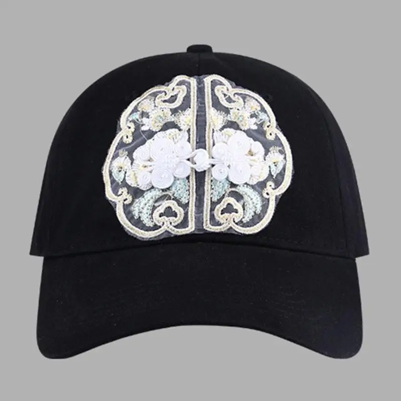 

39BD Multiple Color Baseball Caps for Girl Outdoor Chinese Knot Button Baseball Caps