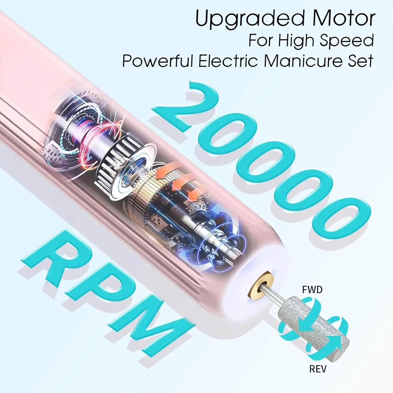 초보자를 위한 전기 네일 드릴 기계, 가정용 충전식 가변 속도 네일 그라인더 및 네일 드릴 비트