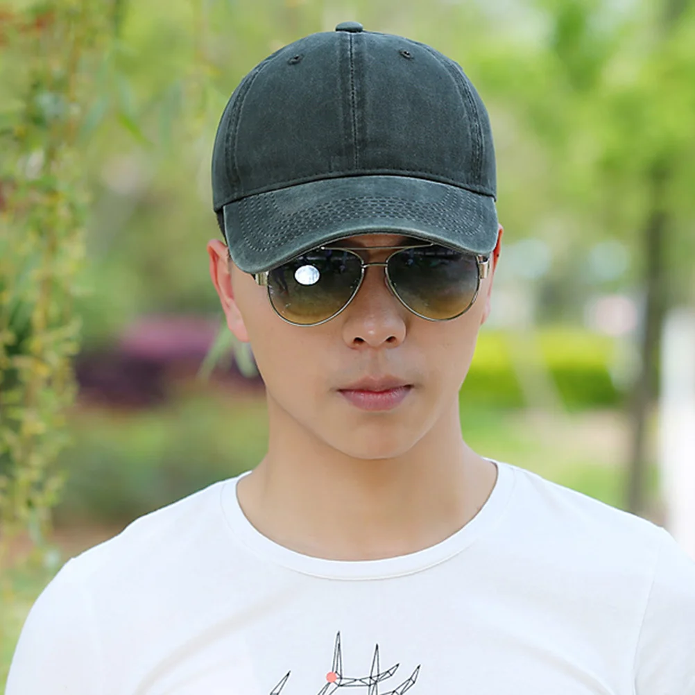 

1pc Cotton Baseball Cap Unisex Summer Sun Hat For Men Women Outdoor Travel Beach Lightweight Simple Design Dark Green