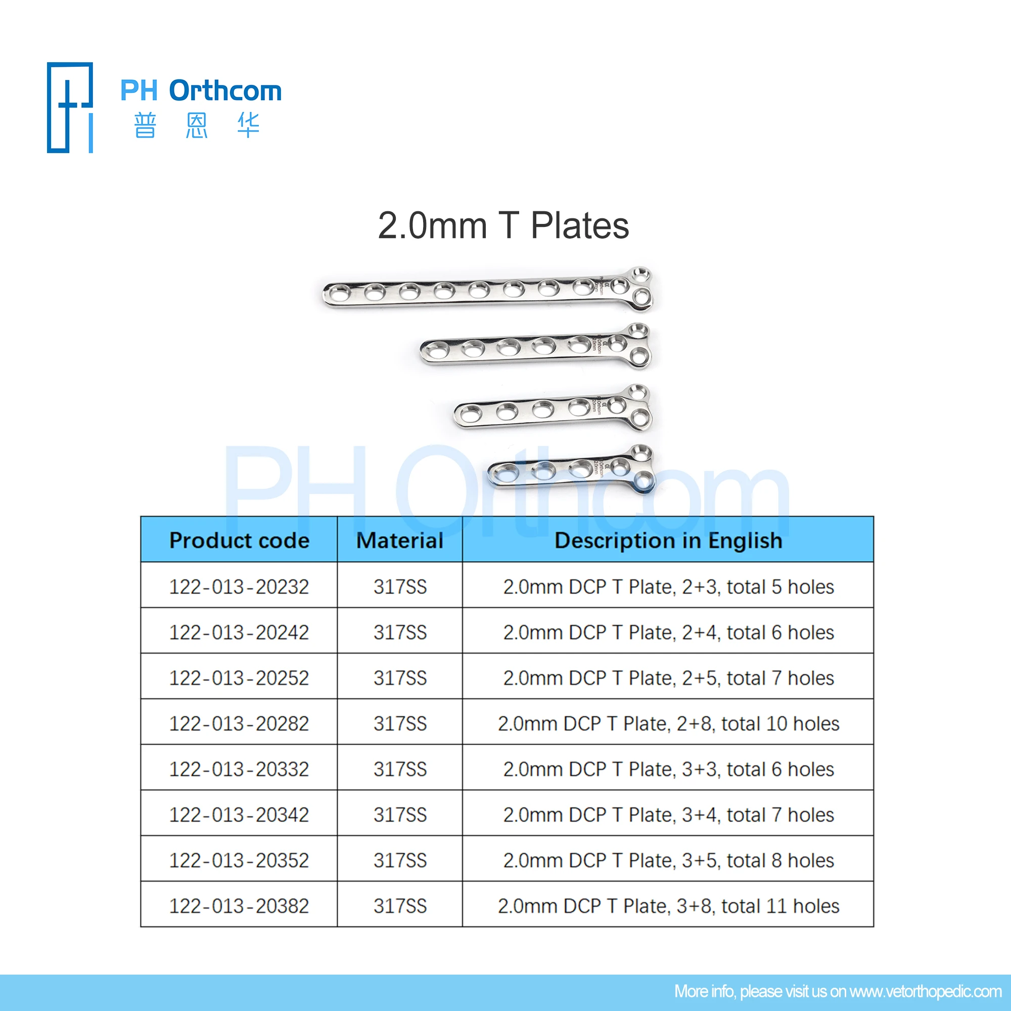 PurrWoof Stainless Steel 2.0mm T Plate Veterinary Pets Mascotas Implant Orthopedic Surgical Instruments Medical Supplies