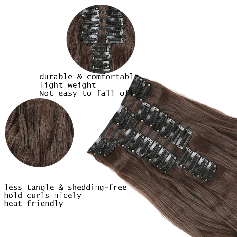 Clip In Hair Extensions 12PCS Thick Long Loose Waves Hair Extensions 24 INCH Natural Soft Waves Wavy Hairpieces for Women - view 5