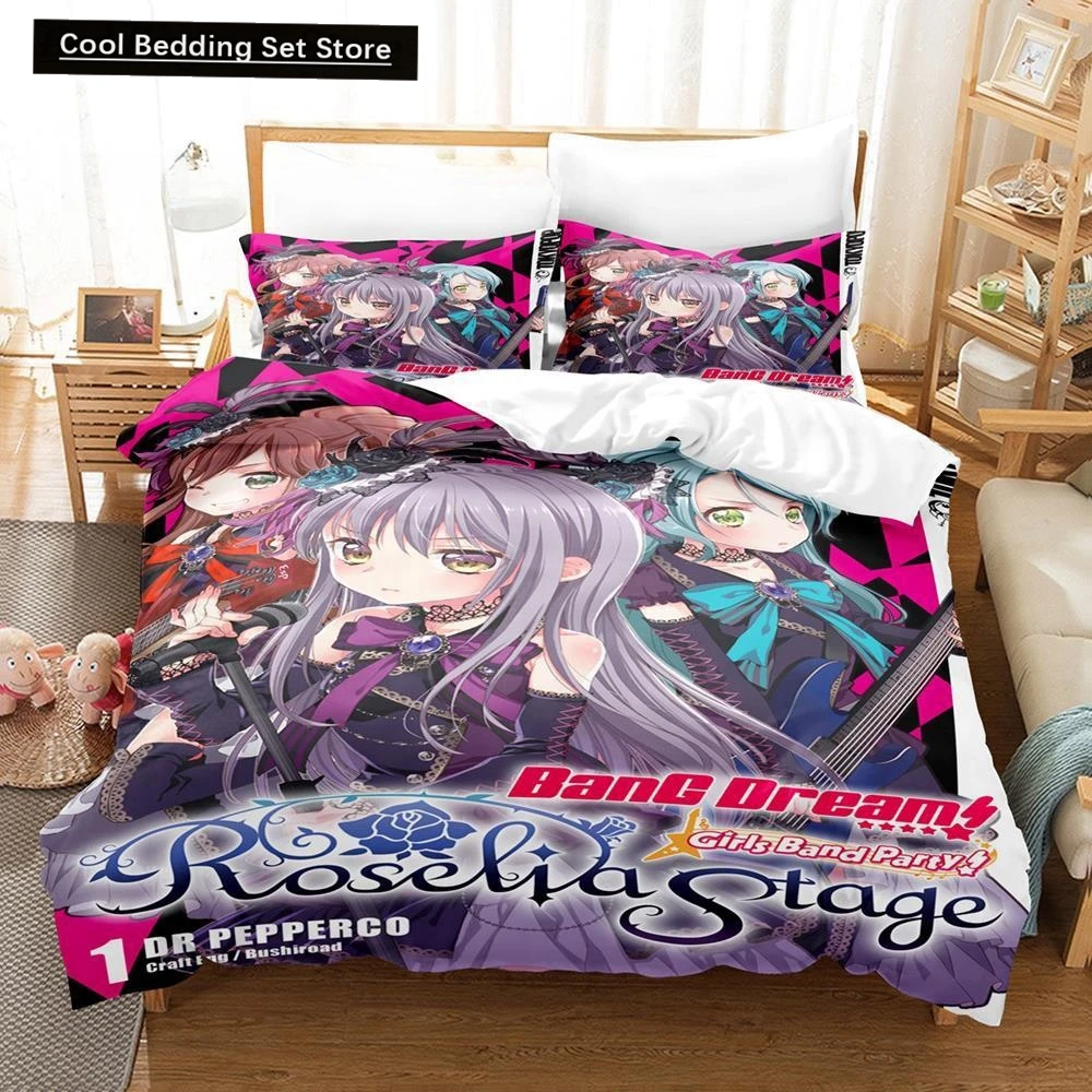 

3D Anime BanG Dream! Girls Band Party! Bedding Set Single Twin Full Queen King Size Bed Set Adult Kid Bedroom Duvetcover Sets