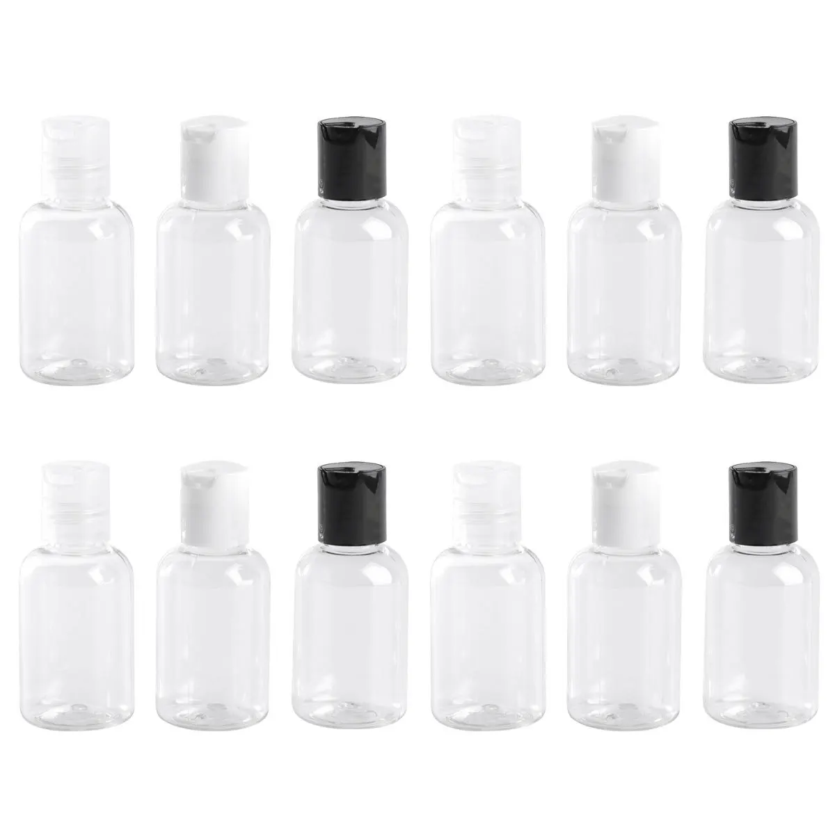 12pçs dispensador de loção, garrafas de plástico, recipientes recarregáveis portáteis 50ml para viagem, shampoo, sabonete para as mãos, gel de lavagem corporal