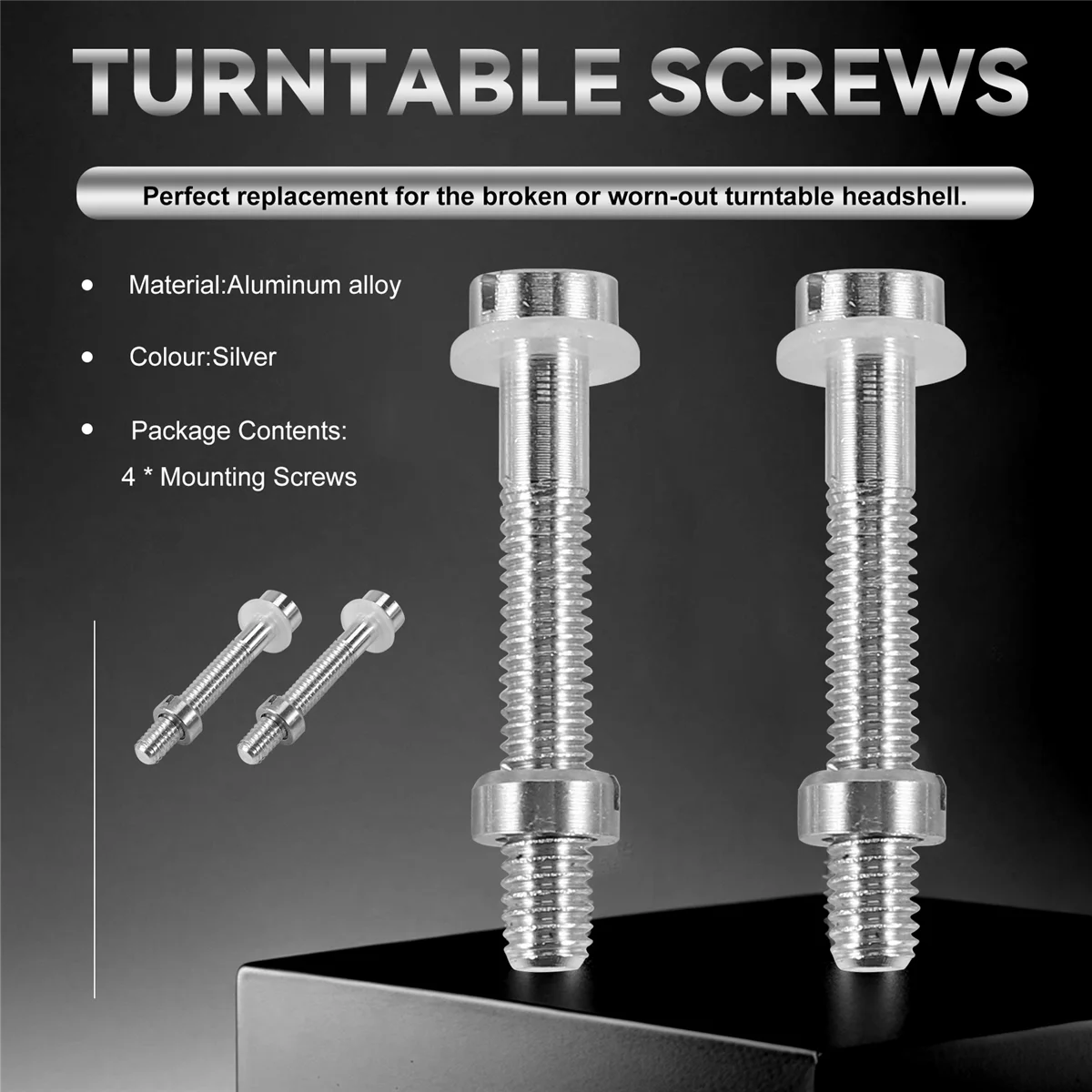 4Pcs M2.5x18.5mm Turntable Phonograph Screws,Hardware Replacement Headshells Cartridge Stylus Mounting Vinyl LP Record Player