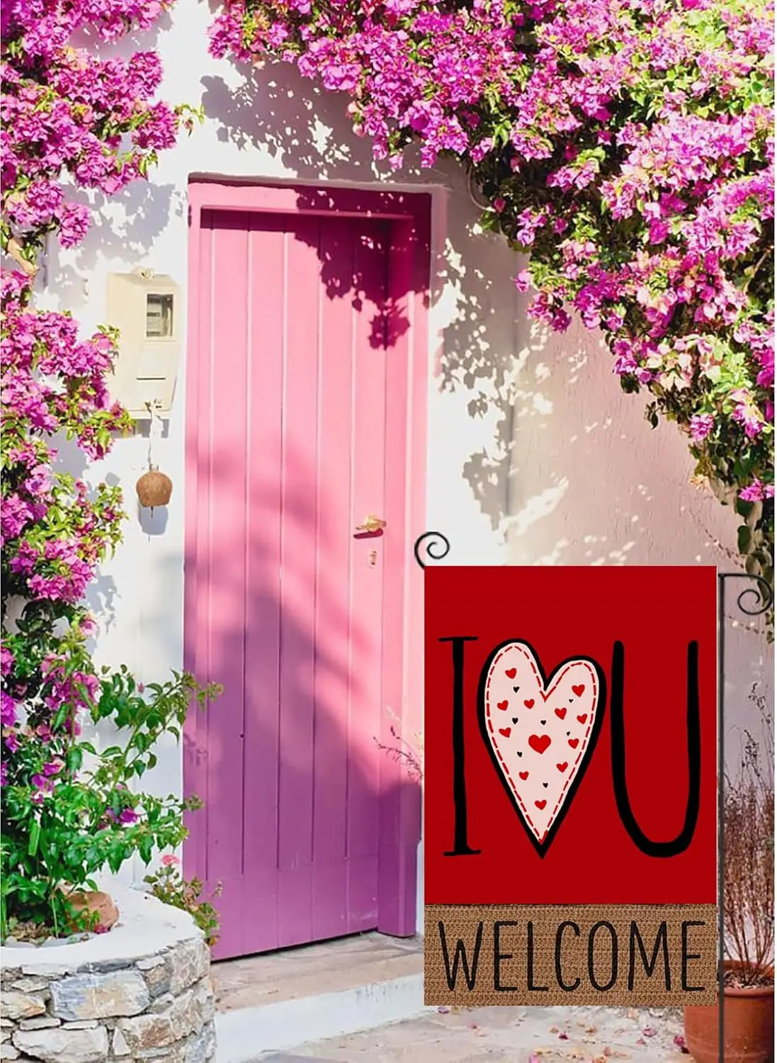 Love Heart Valentines Day Garden Flag 12x18 Inch Double Sided, Anniversary Wedding Yard Outdoor Flag (I LOVE U) KKL AAL HHM  yyi