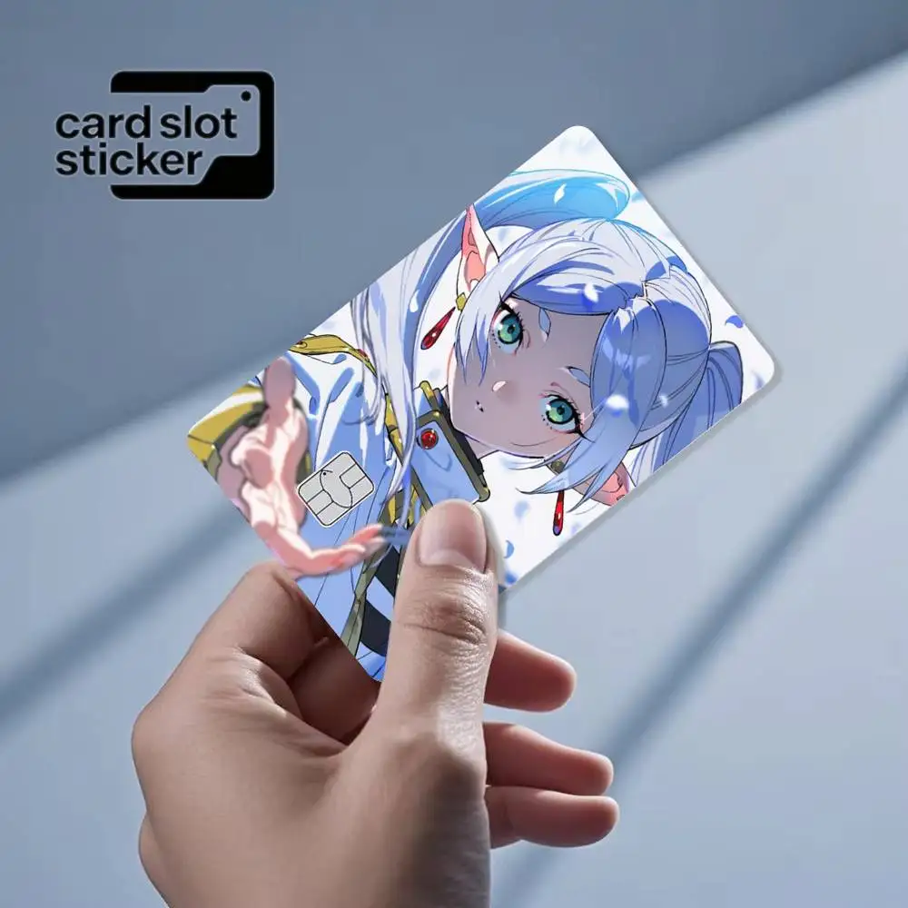 Anime Elven Sorceress Frieren  Credit Card HD Stickers Game Card Decal Small Chip Waterproof Sticker Gift