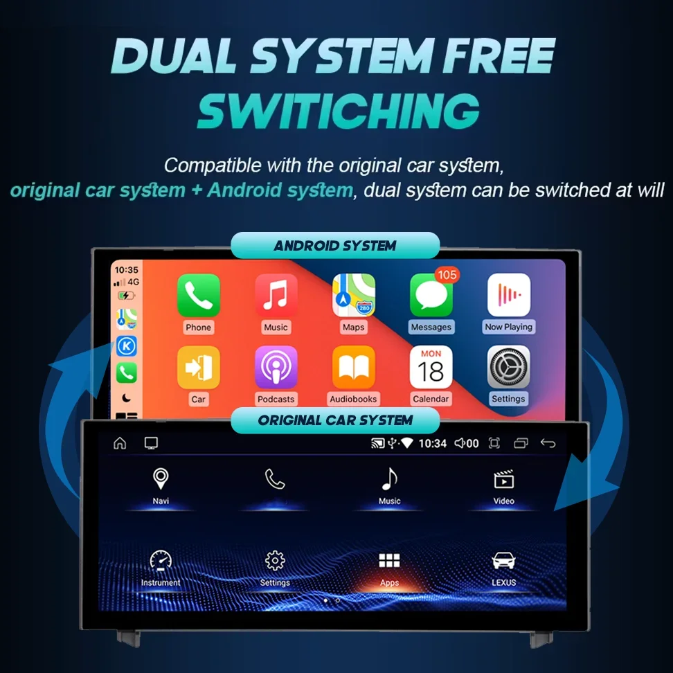 FAZY Car Radio Stereo Player Android 14 For Lexus NX NX200 NX200T NX300h 2014-2021 10.25 Inch Wireless Carplay Android Auto GPS