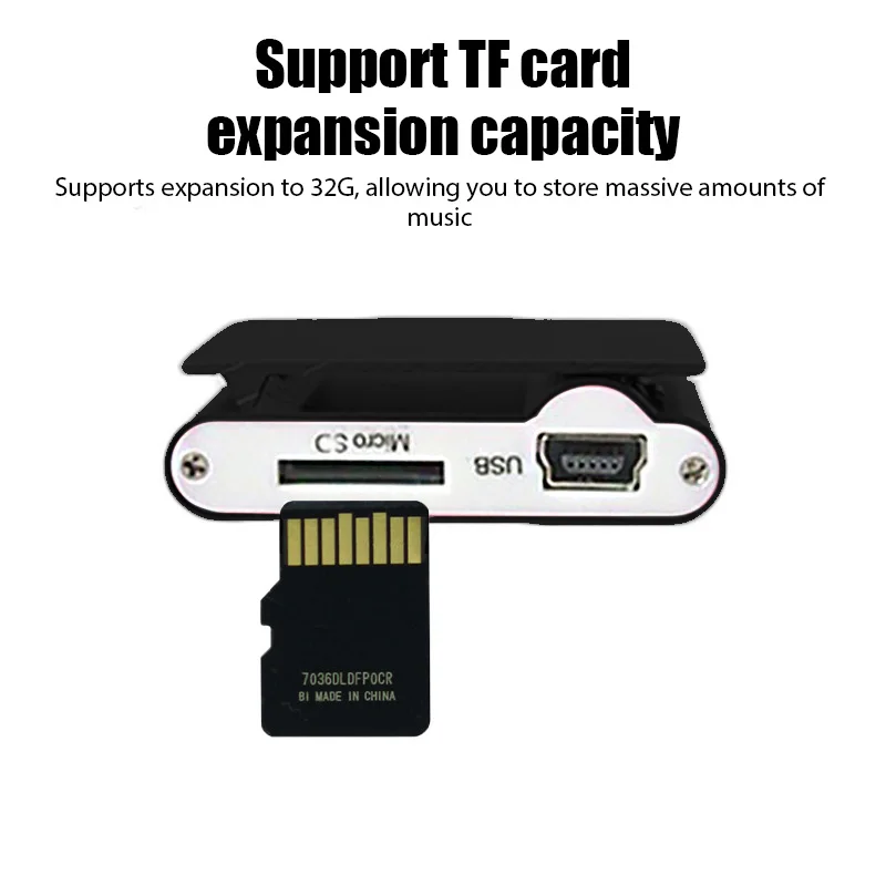 مشغل MP3 صغير وسائط الموسيقى مشبك صغير يدعم بطاقة TF تصميم أنيق عصري محمول صغير USB مشغل MP3 وكمان ملون