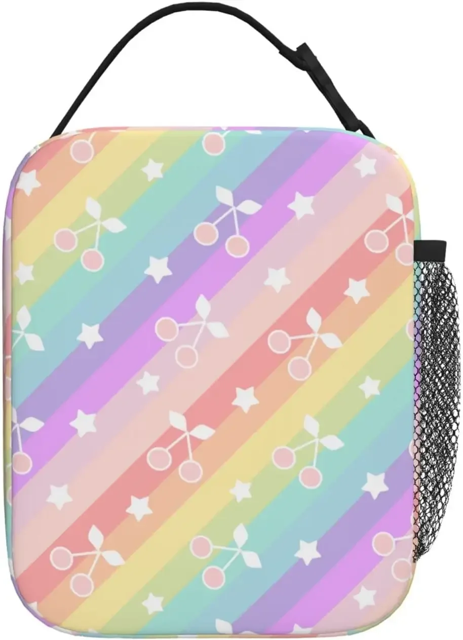 Rainbow Cherry Lunch Bag for Women Kids Insulated Lunch Bag Waterproof Lunch Box Bag Work Shcool Picnic One Size Cute Bag