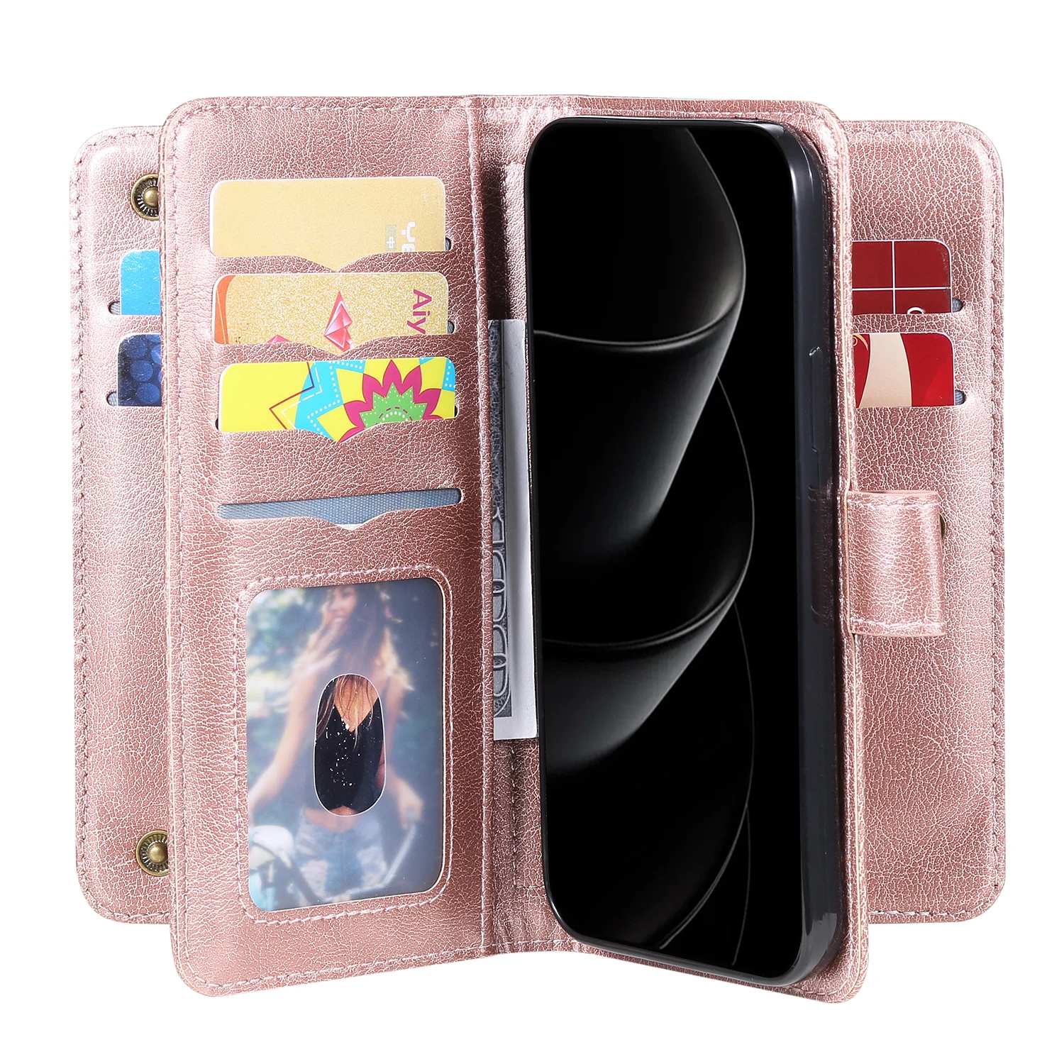 الوجه المغناطيسي متعدد بطاقات Solt محفظة جلدية حافظة جلدية آيفون 17 برو ماكس 16 زائد 15 14 13 12 11 حقيبة جيب محفظة غطاء