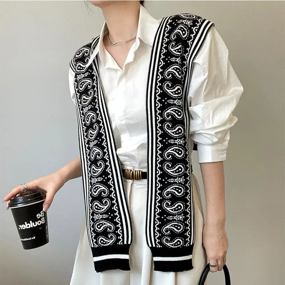 Blouse Shoulders Fake Collar Cashew Printed Knitted Shawl Weave Solid Color Knit Scarf Clothes Decoration Scarf Accessories