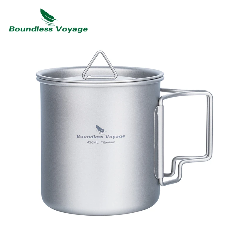 

Boundless Voyage 300ml 420ml Titanium Cup With Cover Outdoor Mug Water Cup Camping Tableware