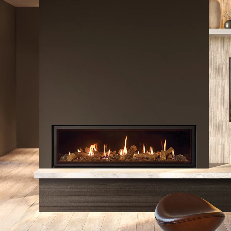 CRUISE Indoor Natural Insert 68 Inch 1727x720x380mm Metal and Glass Linear Remote Control Gas Fireplace Flame in the House