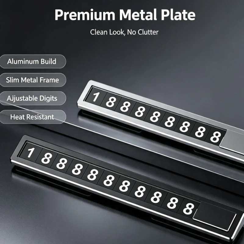 Aluminum Alloy Car Parking Number Plate Hidden Temporary Phone Shelf Dashboard Accessories Luxury Style
