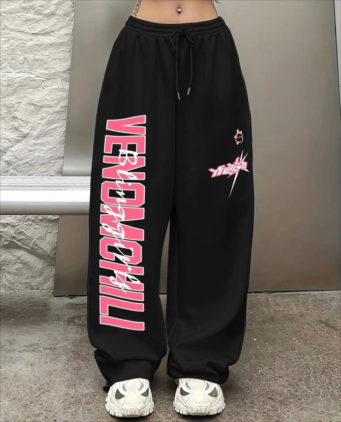 Letter Print Chic Jogging Pants, Elastic Waist Loose Fit Running Workout Pants, Women's Activewear
