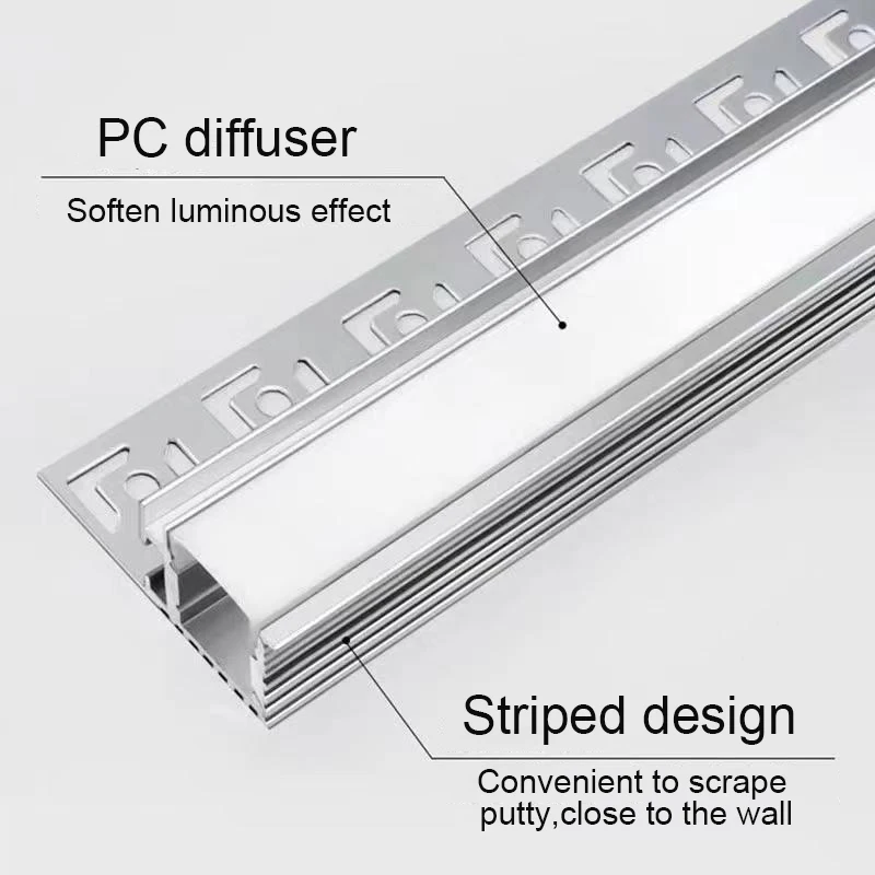 Imagem -03 - Led Alumínio Perfil Strip Light Top Corner Linear Unilateral Parede Ascendente Lâmpada de Lavar Lateral Bevel Perfil Strip 1m