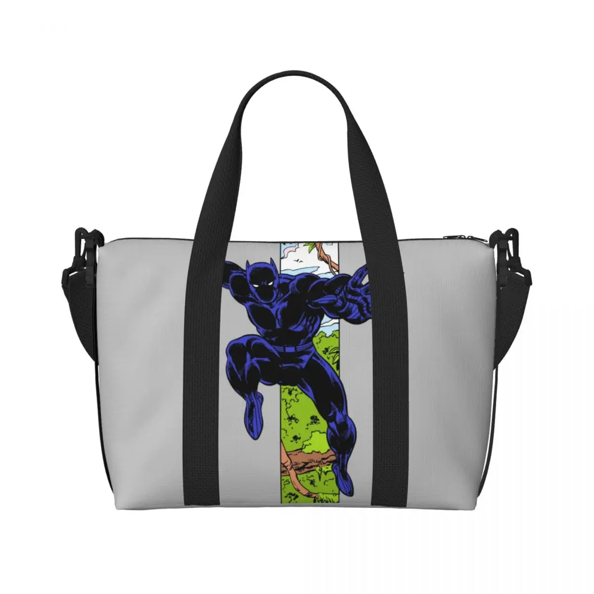 

Custom Superhero Wallpaper Black Panther Grocery Tote Shopping Bag Women Large Capacity Beach Gym Travel Bags