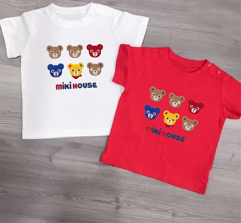 

2024 Kids Clothes Boy Girls Bear Pattern Shirt Summer Short Shirts Tops Tee Baby T-Shirt