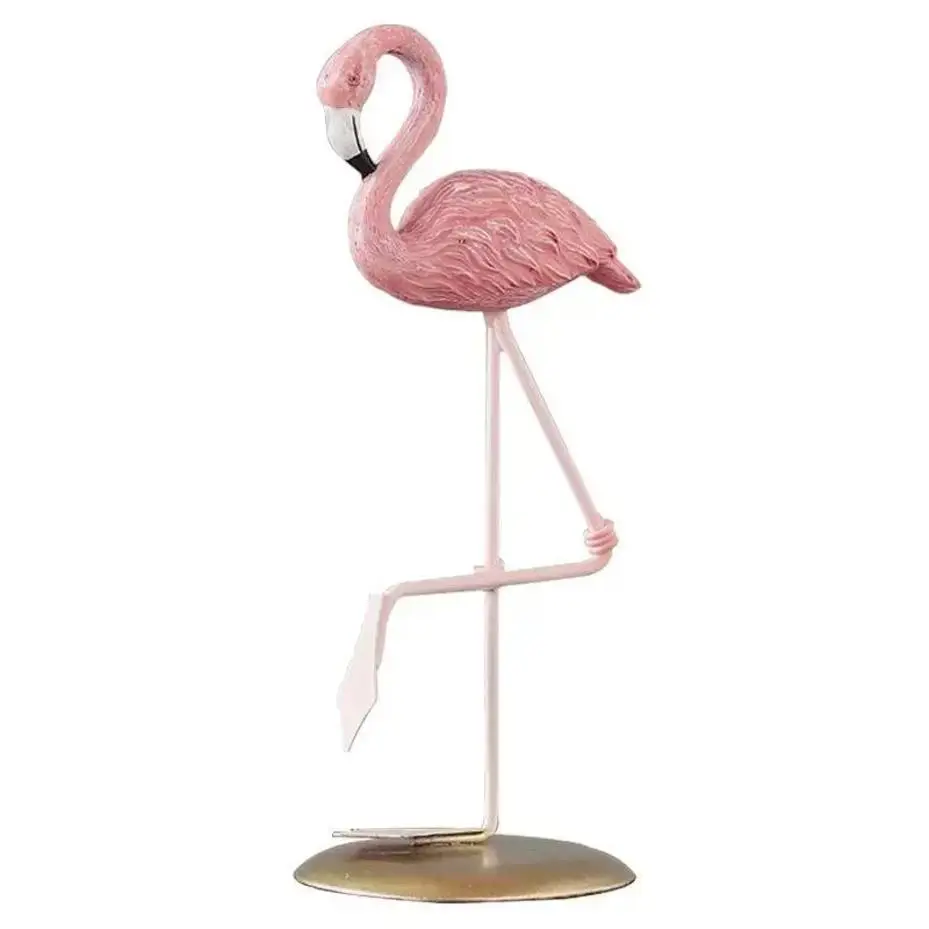 New Creative INS Style Resin Flamingo Figurine Miniatures Cute Cartoon Animal Ornament For Home Living Room Desktop Decor Crafts