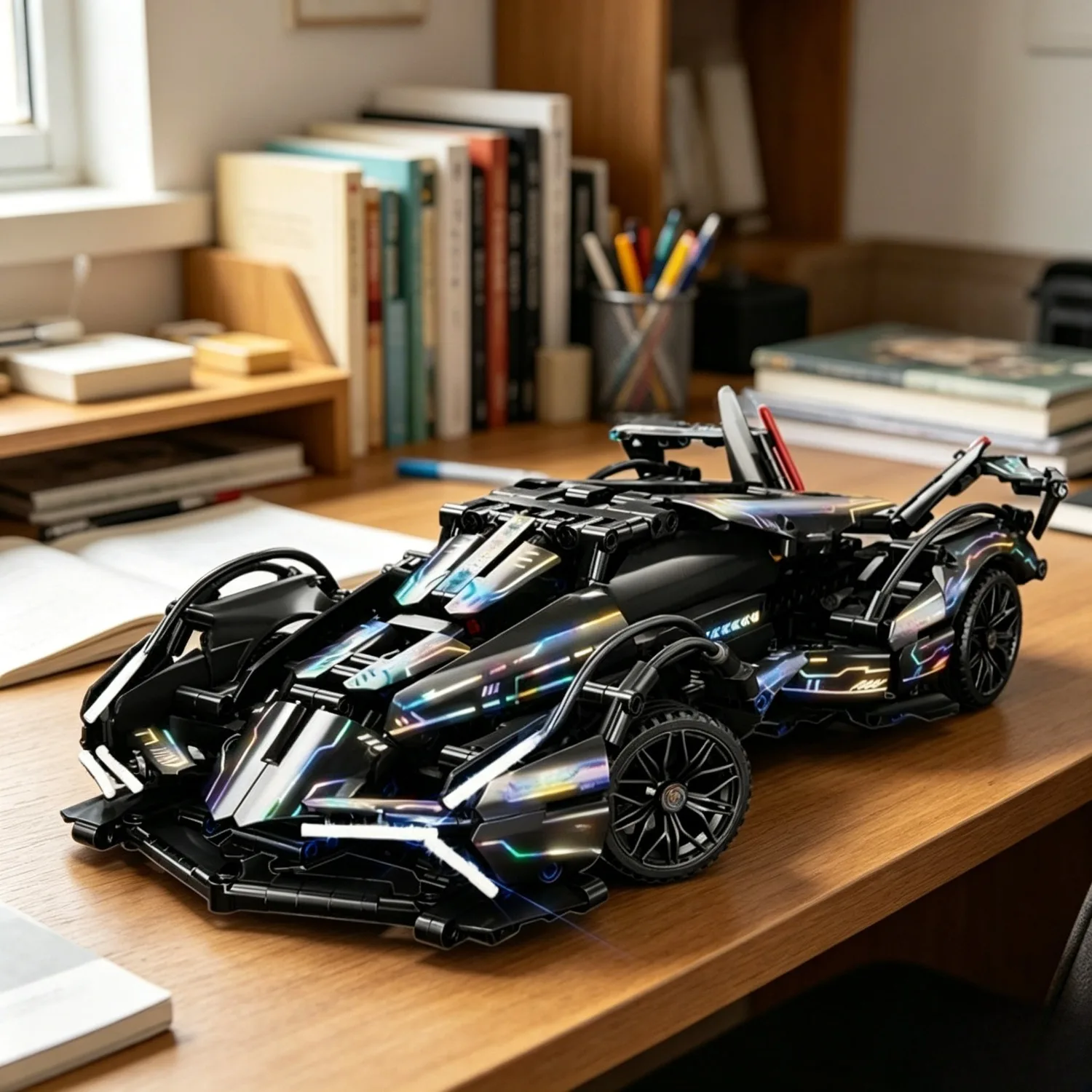 Set de Bloques de Construcción de Auto de Carreras a Escala 1:14, Juguete Educativo de Construcción para Niños |   Diseño Realista con Piezas Móviles, Accesorios y Adornos para Decoración del Hogar