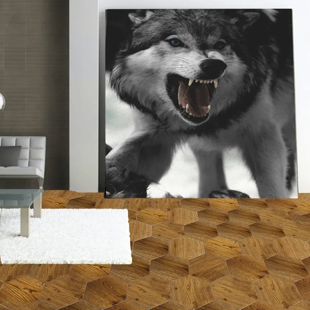 Stereoscopic simulation hexagonal imitation wood grain self-adhesive ceramic tile decorative anti-skid laminated floor tile view 3