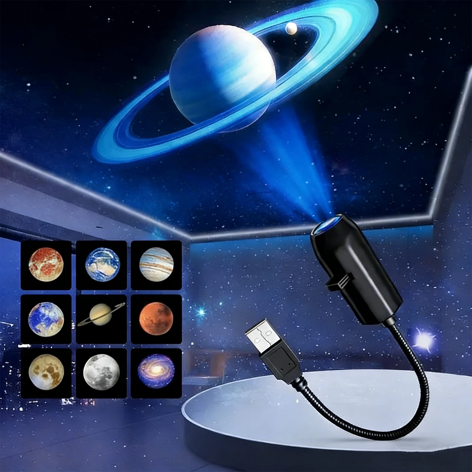 LED Star Projector Lamp Moon Earth Planet Galaxy Projection Night Light 10 Switchable Pattern Atmosphere Lamp For Bedroom Decor